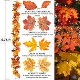 DearHouse 2 Pack Fall Garland Maple Leaf, 5.9Ft/Piece Hanging Vine Garland Artificial Autumn Foliage Garland Thanksgiving Decor for Home Wedding Fireplace Party Christmas (Yellow)