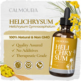 Organic Helichrysum Essential Oil — USDA Certified Therapeutic Grade — (4 oz | 118 ml) — 100% Natural Non GMO Helichrysum Oil for Skin, Aromatherapy & Better Sleep by Calmoura