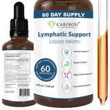 Caribou Nutrition Lymphatic Drainage Drops - Lymphatic Drainage Supplements for Immune Support | High Potency Lymphatic Support Drops with Elderberry and Echinacea | 60 Servings - 4oz