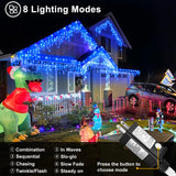 Christmas Icicle Lights Outdoor - 66ft 640 LED 8 Modes Connectable Curtain Fairy String Lights with Timer Memory, Plug in Waterproof for Home Decoration Holiday Eaves Wall Yard Party Indoor (Blue)