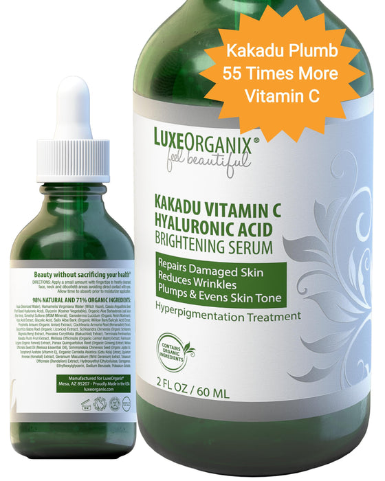 Vitamin C Serum For Face With Hyaluronic Acid: Brightening Treatment & Dark Spot Remover For Face Reduces Blemishes & Wrinkles (2oz)