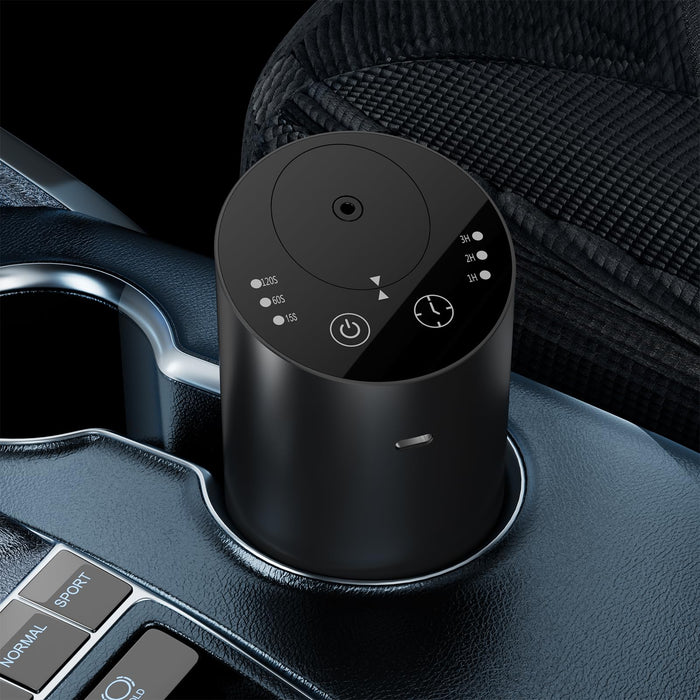 Waterless Car Diffuser, Waterless Diffusers for Essential Oils with Timer & No Leakage Tech, Super Quiet Cordless Aromatherapy Essential Oil Diffuser Battery Operated for Car, Room, Office (Black)