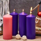 4 Pcs Christmas Advent Pillar Candle Unscented Dome Top Pink Purple Candles Long Lasting Slow Burning Church Candles Hand Poured Wax Candles for Holiday Gifting, 3 x 8 Inch