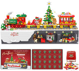 Advent Calendar 2024 Christmas Train Building Blocks Set, 24 Boxes-1529 Pieces Christmas Train with Lights Display Building Kits for Adults and Kids Countdown to Christmas Thanksgiving Gifts