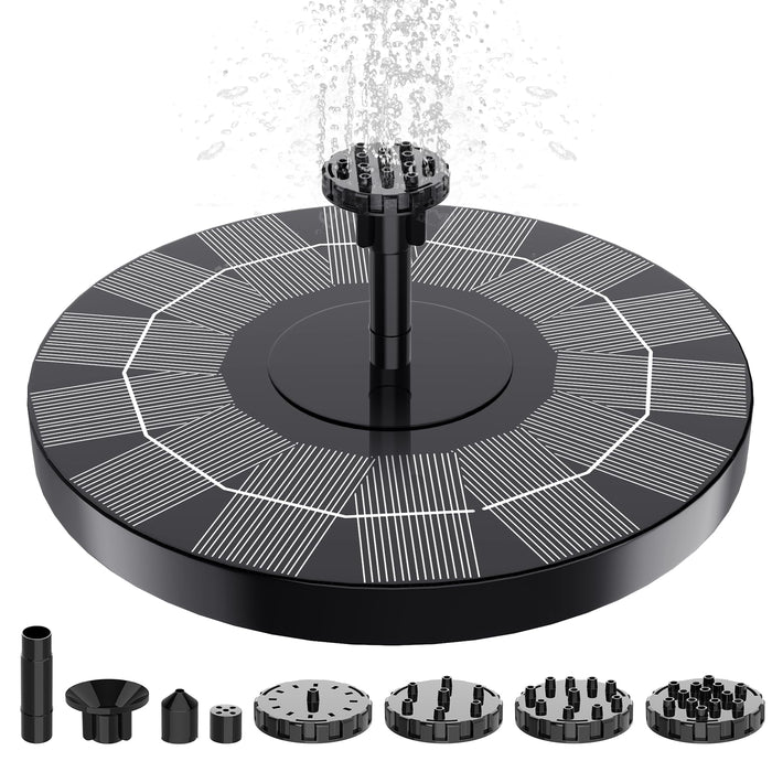 SHANCHAHUA 2.5W Solar Bird Bath Fountain Pump, Solar Fountains, Solar Powered Water Fountain with 6 Nozzles and Fixer for Bird Bath, Outdoors, Fish Tank, Pond, Pool and Garden