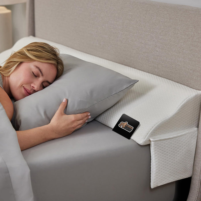 GORILLA GRIP Patent Pending Queen Bed Wedge Pillow Headboard Gap Filler, Comfortable and Supportive High Density Foam Angled Pillows, Stay in Place Gripping Dots, Wedges Between Mattress, White