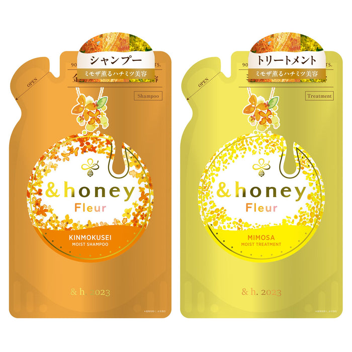 &HONEY Fleur Shampoo and Hair Treatment Refill Pair Set with the fragrance of Osmanthus & Mimosa [Shampoo Refill/Treatment Refill]