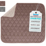 Sures Waterproof Chair Pads for Incontinence (22" x 21") - Washable, Waterproof Seat Protector - Chair Protector Seat Cover - Absorbent Incontinence Pad for Bed, Seat Car Wheelchair & Recliner (Brown)