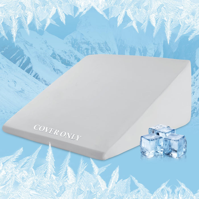 HOMBYS Cooling Bed Wedge Pillow Cover Q-max 0.4 Cool Pillowcases Super Soft & Skin-Friendly with Zipper Design, Removable & Machine Washable Pillowcase, (Light Grey, 25"x25"x8")