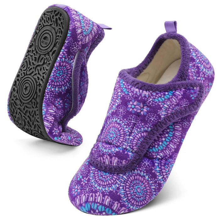 BARERUN Womens Mens Extra Wide Socks Socks for Wide Feet Socks for Elderly Women Non Slip Socks Mens Elderly Gripper Slippers Women Purple 5.5-6.5 Women 4-5 Men