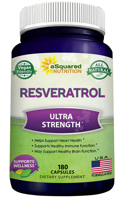 Natural Resveratrol Supplement – 1000mg – 180 Capsules