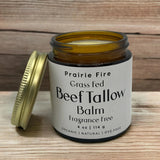 Prairie Fire Candles Beef Tallow Balm - 4 oz - Organic Grass Fed - Moisturizing Skin Care Fragrance Free