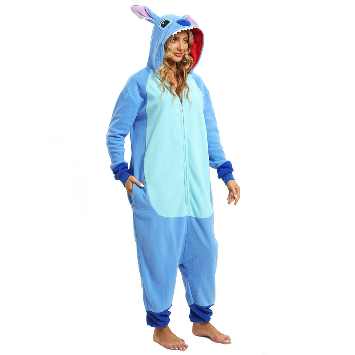 Wishliker Adult Onesie Animal Pajamas Halloween Cosplay Costumes Party Wear Blue XL