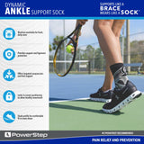 Powerstep Unisex's Dynamic Stability, Ankle Brace and Compression Sock, for Flexibility, Support and Injury Prevention, Black, Left Medium