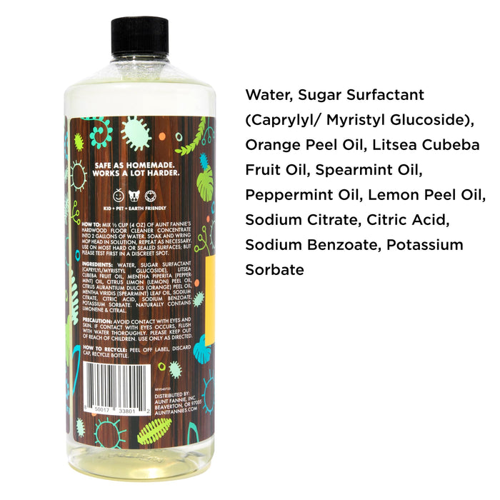 Aunt Fannie's Ultra Concentrated Hardwood Floor Cleaner, Vinegar-Free Plant Based Hardwood Floor Cleaner for Mopping, Bright Lemon Scent, 32 oz. (Pack of 3), Packaging May Vary