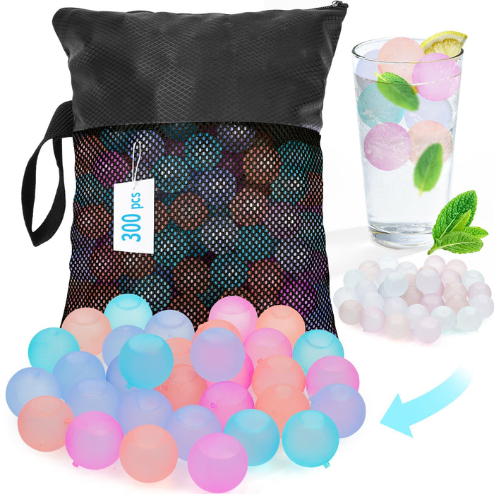 VOGVOG Reusable Ice Cubes for Coolers, Zero Refreezable Ice Cubes Set with Storage Bag, Non-Melting BPA-Free Plastic Ice Cubes for Drinks, Camping, Beach (Color-Changing, Round-300 Pack)