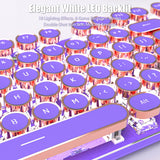 TISHLED Typewriter Style Mechanical Gaming Keyboard White LED Backlit 104-Key NKRO Pink Switches Retro Round Keycaps Golden Ring Volume Knob Metal Panel Wired USB-C Detachable Cable, Purple