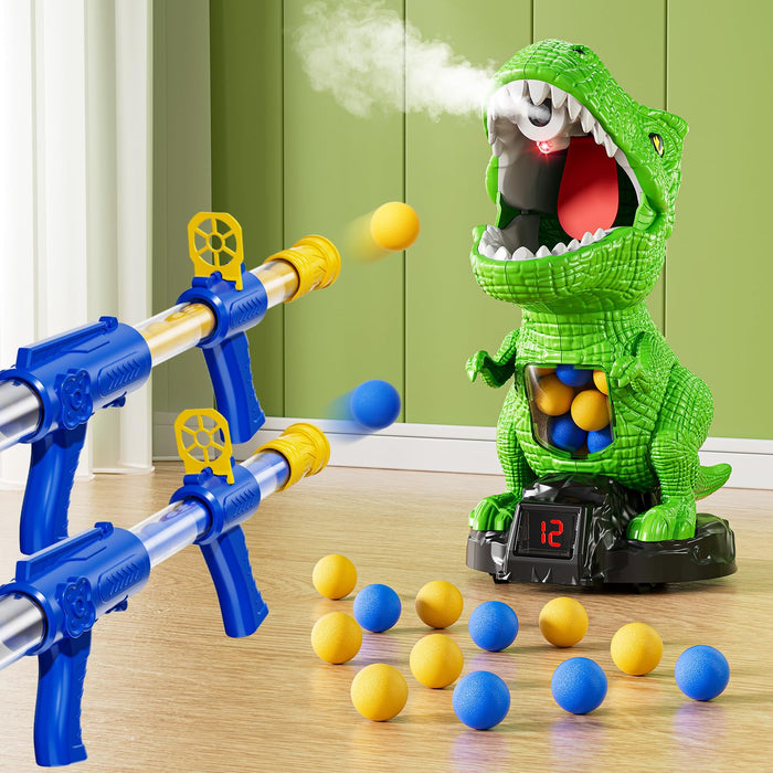 NIPLOOOW Dinosaur Shooting Toys for Kids 3-5 Years, Movable Target Shooting Games with 2 Air Pump Launcher, Interactive Competition Game Gift for Boys and Girls Ages 3 4 5 6 7 8 Years Old