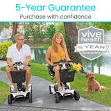 Vive 4 Wheel Mobility Scooter - Electric Powered Wheelchair Device - Compact Heavy Duty Mobile for Travel, Adults, Elderly - Long Range Power Extended Battery with Charger and Basket Included