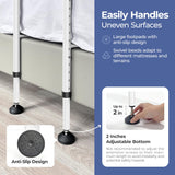 NIMOOD C3 PRO Bed Rails for Elderly Adults Safety with Extension Legs, Direct Uneven Ground, Adjustable Heights Bed Cane with Non-Slip Ergonomic Handle, Motion Light Avoid Seniors Bedside Fall, White