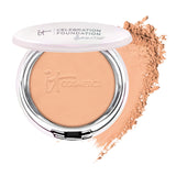 IT Cosmetics Celebration Foundation Illumination, Tan (W) - Full-Coverage, Anti-Aging Powder Foundation - Blurs Pores, Wrinkles & Imperfections - 0.3 oz Compact