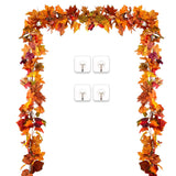 DearHouse 2 Pack Fall Garland Maple Leaf, 5.9Ft/Piece Hanging Vine Garland Artificial Autumn Foliage Garland Thanksgiving Decor for Home Wedding Fireplace Party Christmas (Orange)