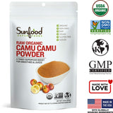 Sunfood Camu Camu Powder. Raw, Organic. 100% Pure Camu Camu Super Berry. No Fillers, Additives or Preservatives. Great for Drinks, Juices, Smoothies. Natural Source of Vitamin C. 3.5 oz Bag