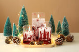 Eywamage Red Buffalo Plaid Christmas Flameless Candles with Remote, Flickering LED Pillar Candles in Glass Set of 3