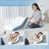 FSCGIFE Bed Wedge Pillow for Sleeping 3PCS, 20-in-1 Adjustable Memory Foam Wedge Pillow for Acid Reflux, 3-in-1 Incline Wedge Pillow for After Surgery, Snoring, Back Pain(Grey)