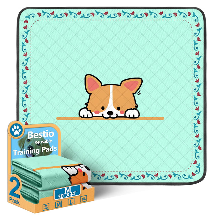 Bestio Reusable Pee Pads for Dogs,30'' x 34" 2 Pack Washable Dog Pee Pads with Heavy Absorbent, Leak-Proof,Non-Slip for Pet Training,Washable Puppy Pads for Kids, Adults,Elderly, and Pets