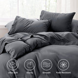 Bedsure King Size Sheets Grey - Soft Sheets for King Size Bed, 4 Pieces Hotel Luxury King Sheets, Easy Care Polyester Microfiber Cooling Bed Sheet Set