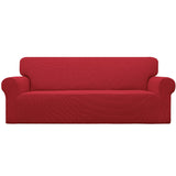 Easy-Going Stretch Sofa Slipcover 1-Piece Sofa Cover Furniture Protector Couch Soft with Elastic Bottom for Kids, Polyester Spandex Jacquard Fabric Small Checks (Sofa, Christmas Red)