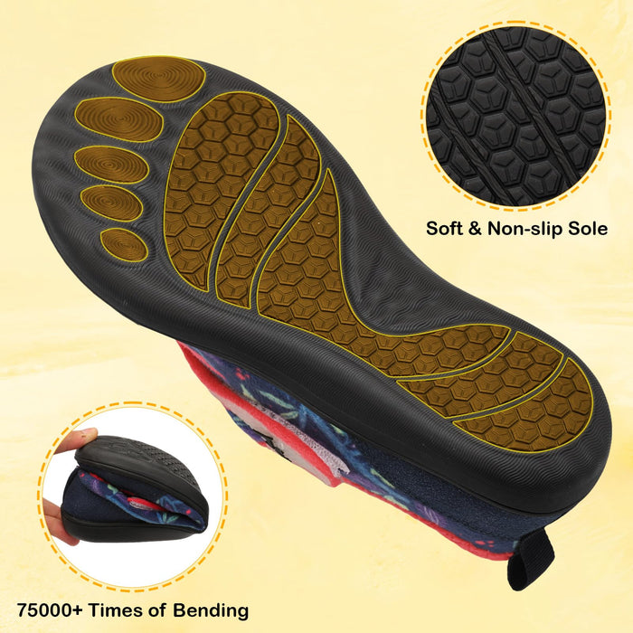 L-RUN Women’s Extra Wide Easy Closure Slipper for Seniors Comfortable Diabetic Adaptive Shoes for Elderly Navy 7 Wide