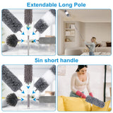 Microfiber Extendable Feather Duster (11pcs) with 100" Extension Pole, Washable Reusable Bendable Dusters for Cleaning Ceiling Fan, High Ceiling, TV, Blinds, Cars