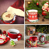 8 Pcs Christmas Santa Diamond Art Coasters Kits with Holder DIY Christmas Santa Diamond Art Coaster Non Slip Coaster for Adults Xmas Holiday Diamond Kits Supplies