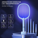 Bug Zapper Racket, Electric Fly Swatter Rechargeable Mosquito Zapper for Indoor and Outdoor - 2000mAh (1 Pack, 2000 mAh)