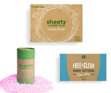 Sheets Laundry Club - All In One Laundry Kit.- Lightweight - Enjoy 50 Fast Dissolving Fresh Linen Laundry Sheets, 1-8oz Uncharted Waters Scent Booster Tube, 40 Plant Based Vitality Dryer Sheets