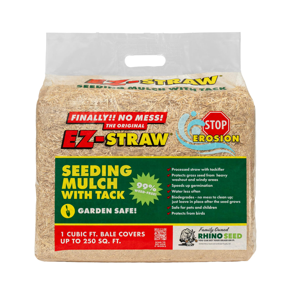 EZ Straw Seeding Mulch with Tack - Biodegradable Processed Straw, 1 cu
