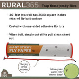 Ruralty Fly Tape Trap - 30ft Horizontal or Vertical Hanging Adhesive Indoor and Outdoor 2 Pack Insect Fly Trap Ribbon Roll