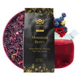 MyRoyalte Mountain Berry Pu'er tea 3 oz - Hibiscus Tea Loose Leaf Black Tea With Dried Organic Fruit Blueberries Grapes Mullberries Rosehip Tea Herbal - Aged Chinese PuErh Tea Gift Idea for Tea Lovers