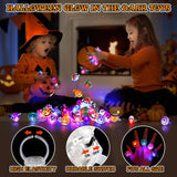 Coluans Halloween Treats 50Pcs Halloween LED Ring Light Up Rings Halloween Toys Glow in The Dark Halloween Party Favors for Kid LED Flash Rings Non Candy Gift Bag Fillers NEW VERSION