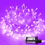 JMEXSUSS Purple Halloween Lights Clear Wire, 66ft 200 LED Purple String Lights Indoor Outdoor Waterproof, Purple Christmas Lights Plug in for Christmas Tree Bedroom Indoor Party Halloween Decorations