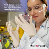 MICROFLEX 10-754 Daily Defense Disposable Latex Gloves for Cleaning, Food Prep, First Aid - XL, Natural (Box of 100)