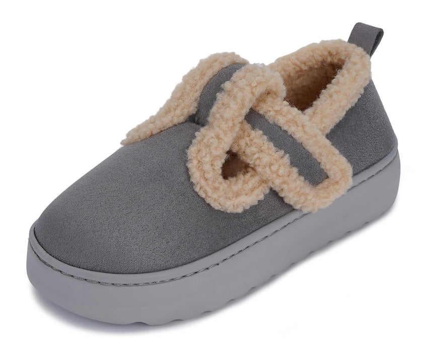 BRONAX Slippers for Women Warm Slippers House Home Shoes Bedroom Winter Adjustable Strap Indoor Outdoor Cozy Memory Foam EVA Cushioned Washable Elderly Female Slippers Size 42-43 Grey