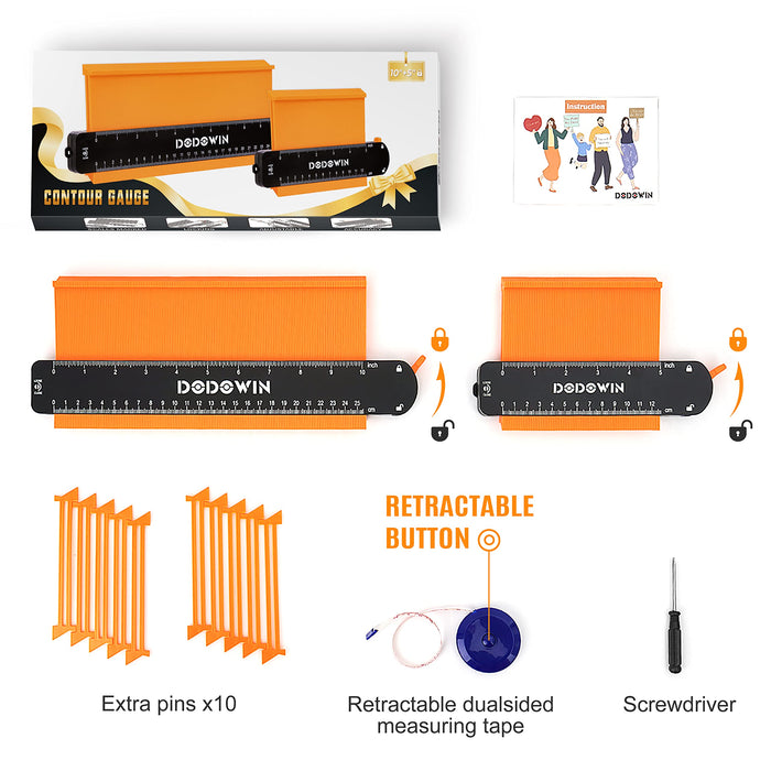 dodowin Contour Gauge Tool, Christmas Gifts for Men Birthday Dad Husband Him, Super Gauge Shape Outline Tool for Woodworking, Flooring Measure Tools for Tile Laying, Anniversary/Boyfriend Gift