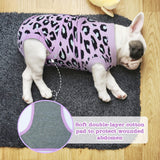 FUAMEY Recovery Suit for Dogs After Surgery,Soft Breathable Dog Bodysuit E-Collar & Cone Alternative Surgical Suit,Male Female Dog Neuter Spay Suits Anti Licking Wounds Onesie Purple Leopard S