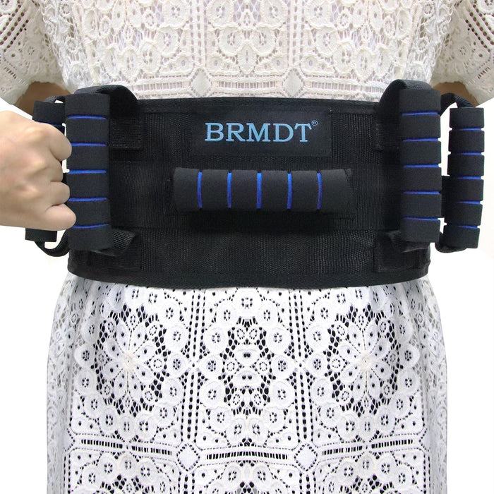 BRMDT Gait Belt Transfer Belts for Seniors, Adjustable Gate Belts Medical for Elderly and People with Limited Mobility, Comfortable 5.4" Wider Back Belt with 7 Ergonomic Handles (30.9"-55.9")