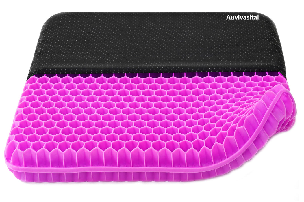 Auvivasital Plus Size Gel Seat Cushion for Long Sitting, Extra Large and Thick Pressure Relief Seat Cushion for Back, Hip, Sciatica, Tailbone Pain, Use for The Car, Office, Wheelchair, Stadium.(Pink)