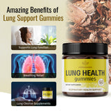 HERBAMAMA Lung Support Gummies - Respiratory Gummy for Functional Breathing with Mullein Leaf Extract, Pine Bark, Stinging Nettle, Red Panax Ginseng, and Vitamin C - 60 Chews