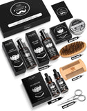 Beard Grooming Kit, Beard Kit with 2 Pack Beard Original Oil,Beard Brush,Wash Conditioner for After Shave Lotions,Balm,Combs,Razor & Brush Stands Scissor, Christmas Fathers Gifts for Men